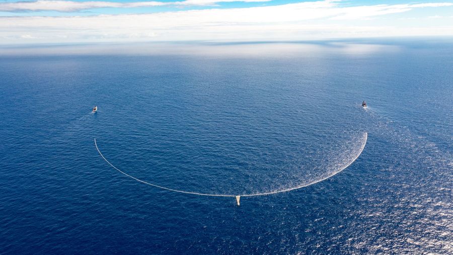 System 03 airview, full span, Great Pacific Garbage Patch, ocean plastic pollution, save oceans, help clean oceans,